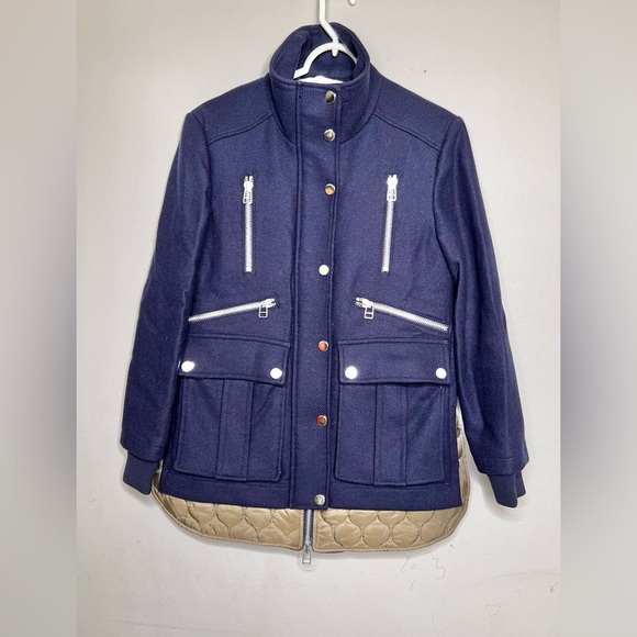 RARE Veronica Beard Halbert Zip Up Wool Blend Quilted Coat Navy Size XS - Picture 3 of 8